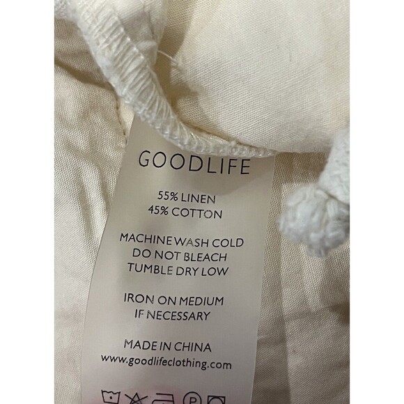 Goodlife Shorts Women’s XL Linen Blend Light Yellow Elastic Drawstring Pockets - Picture 5 of 8